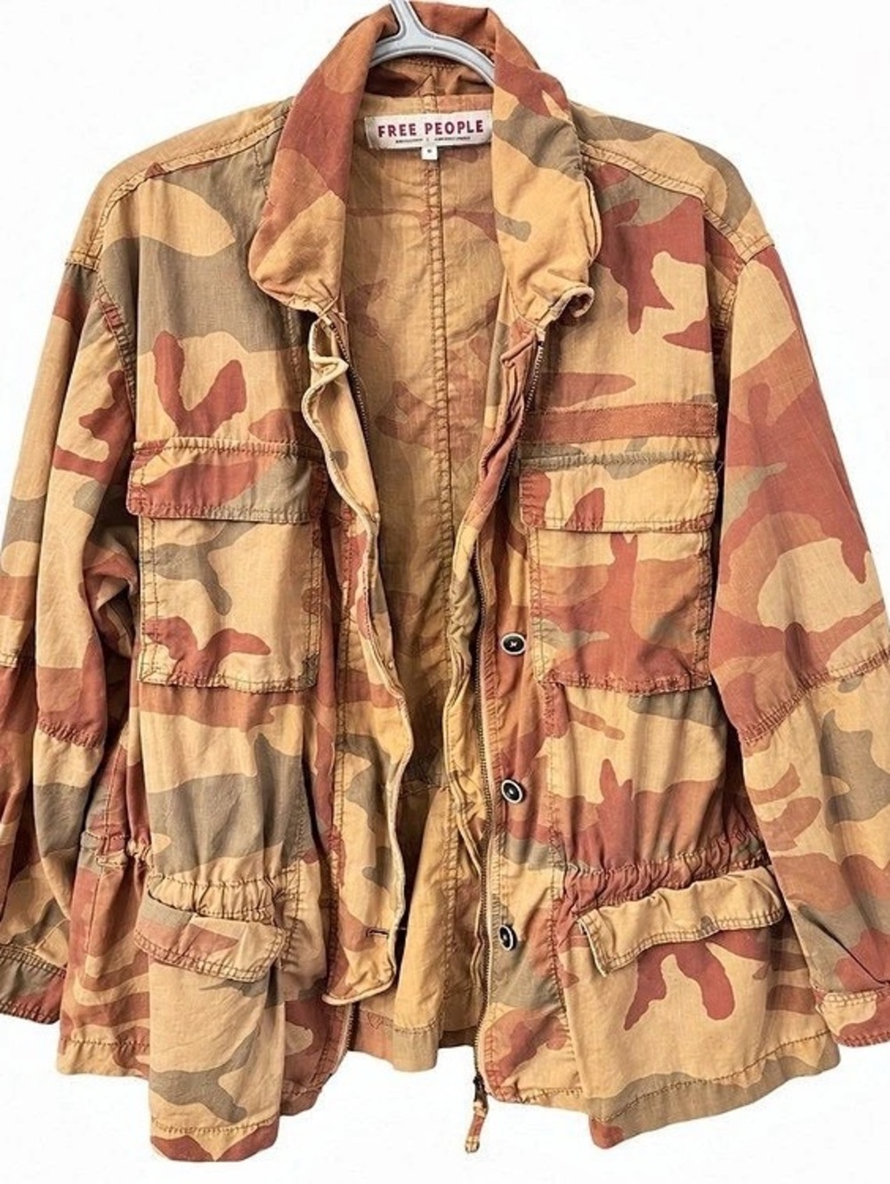Free People Arya Utility Camo Jacket Brown & Green Medium